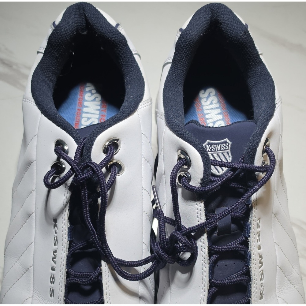 K-Swiss Men's Low Top Lace-Up Leather Sneaker White/Blue 03426-969-XW
